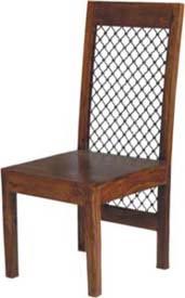 high back cross jali wooden chair